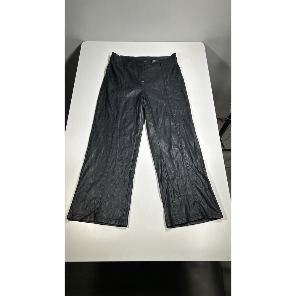 7 For All Mankind Faux Leather Pants Women’s 31x26.5 Black Straight Leg Y2K